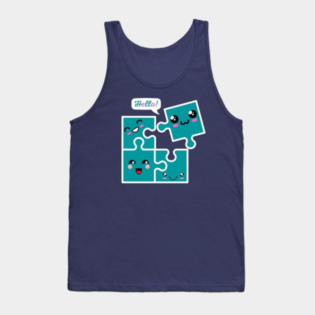 Kawaii Puzzle Pieces Tank Top by Mey Designs